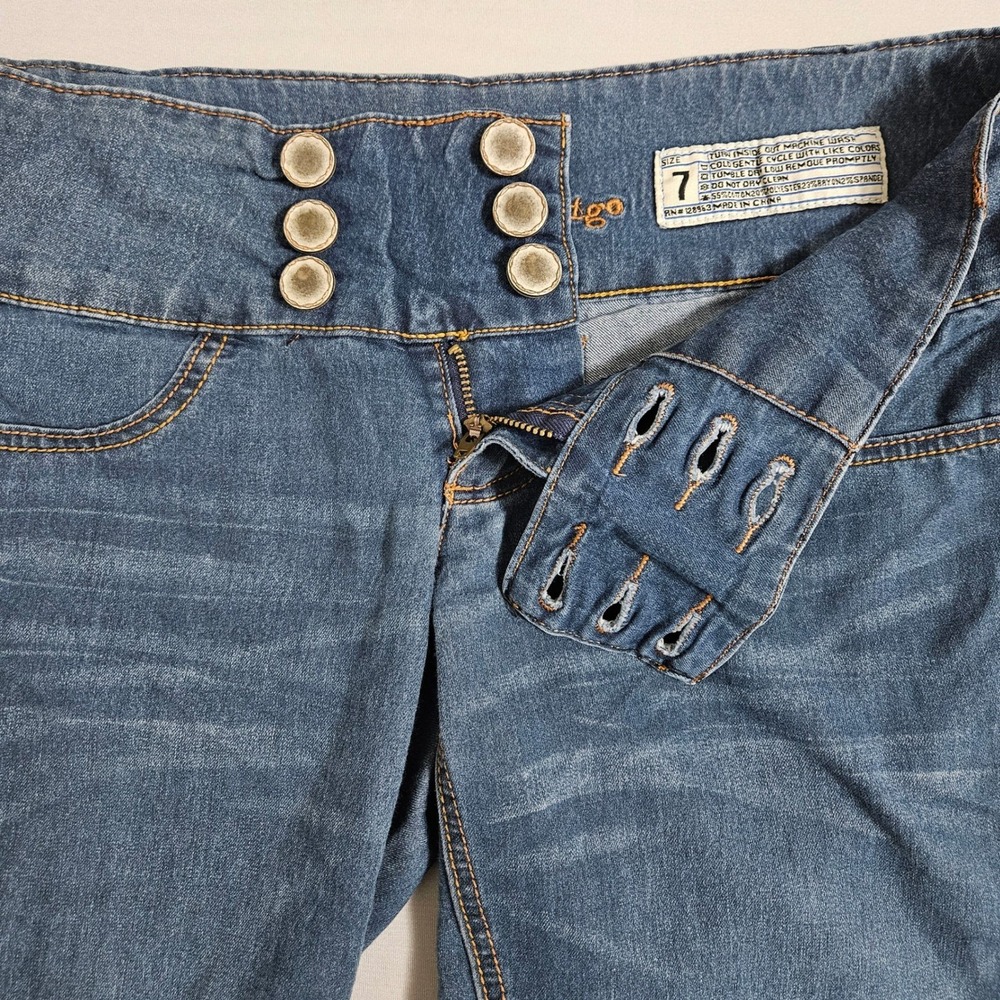 Rocks & Indigo Mid-Rise 6 Button Flare Boho Retro Y2K Style Bell Bottom SZ 7 - Picture 5 of 12